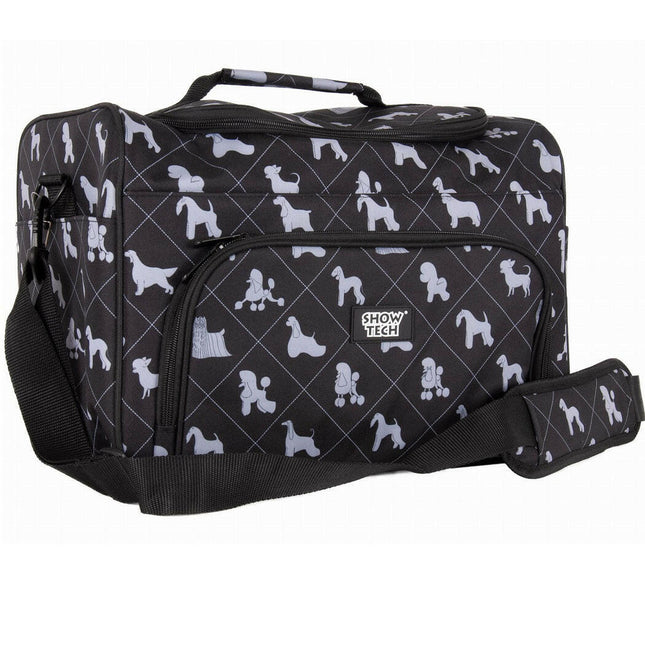 Show Tech Deluxe Grooming Bag - spacious and comfortable fabric bag for grooming accessories, printed with various dog breeds..