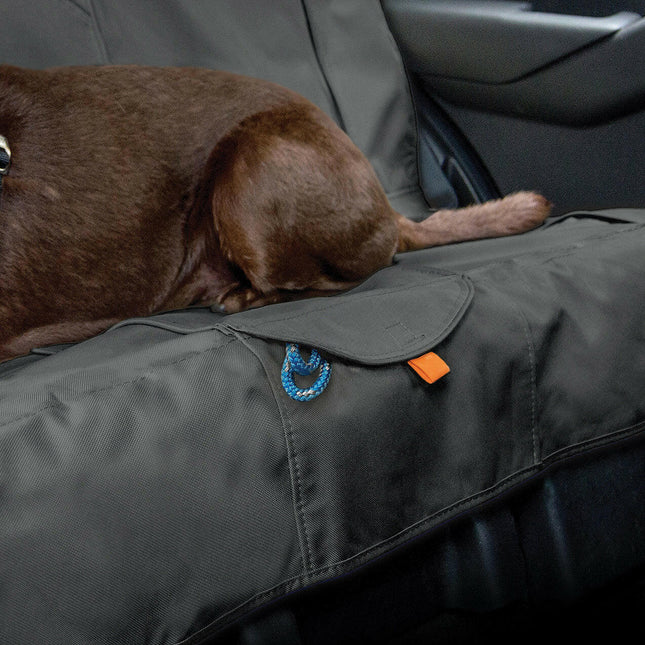Kurgo Wander Bench Seat Cover Charcoal - waterproof car seat cover for dogs, for the back seat, graphite.