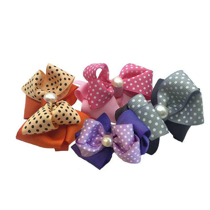 Groom Professional Glamour Big Bow Collar 10pcs - decorative bows, collars for dogs, with pearl.