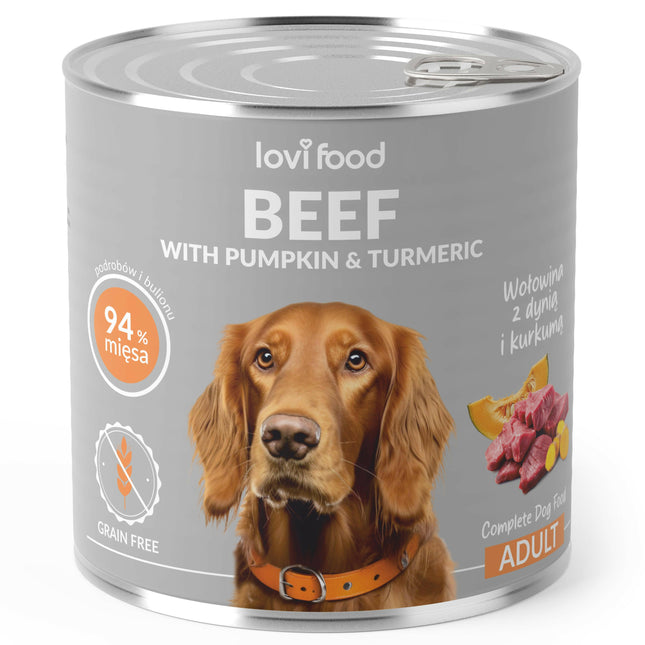 Lovi Food Beef with Pumpkin - wet dog food with beef, pumpkin, and turmeric - 24x.