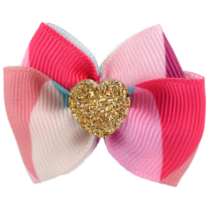 Blovi Bow Glamour Colorful Bow with Golden Heart.