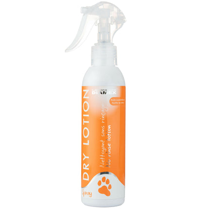 Diamex Dry Lotion Spray - dry shampoo for fur, no rinse, with lemon oil.