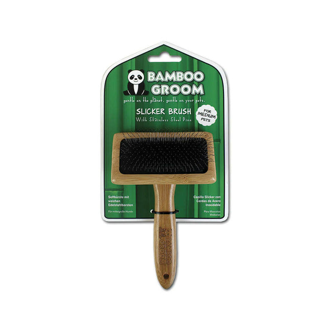 Bamboo Groom Slicker Brush - bamboo slicker brush for medium dogs and cats.