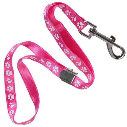 Groom Professional Ajax Pro 42cm - nylon grooming leash with white paw print design, pink, wide.