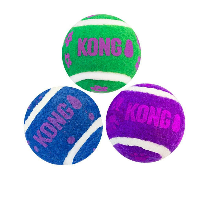 KONG Cat Active Tennis Balls 3 pcs - small tennis balls for cats, with a bell inside.