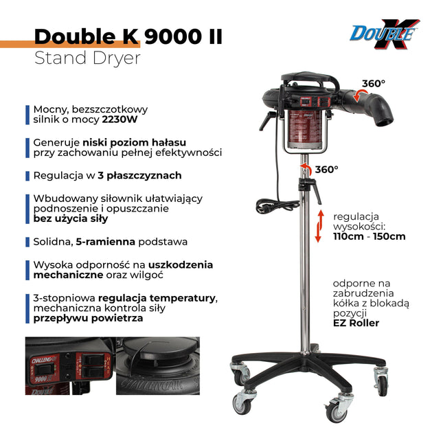 Double K ChallengAir 9000 II Stand Dryer - professional stand dryer with adjustable airflow and temperature control.