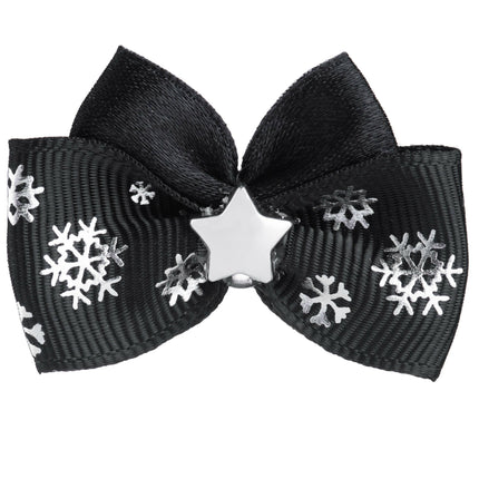 Blovi Bow Glamour satin bow with a holiday pattern.