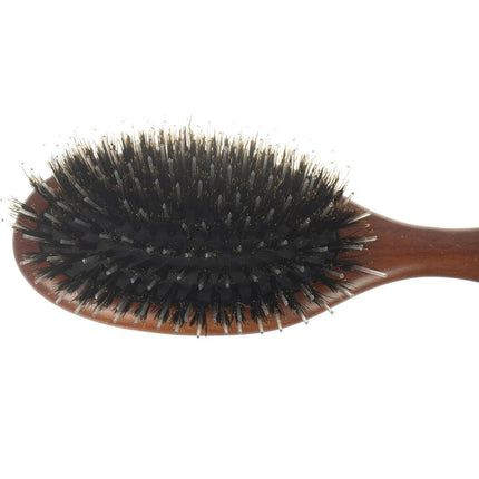 P&W Dog Stylist Brush - wooden, oval brush made with natural boar bristles and nylon blend.