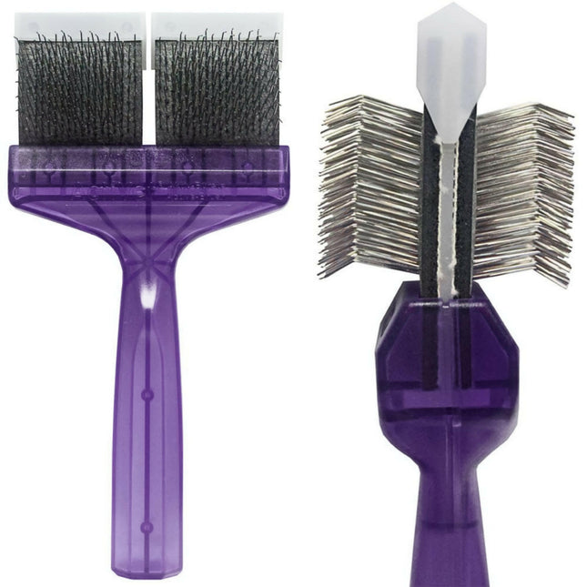 ActiVet Pro Mega Brush Firm Lila - firm, double-sided, and flexible brush for breeds with thick, double coats and undercoat - large 9cm.