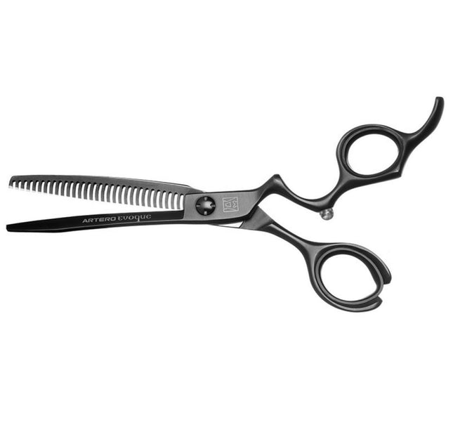Artero Evoque Thinning - professional thinning shears made of black titanium steel, 30 teeth.