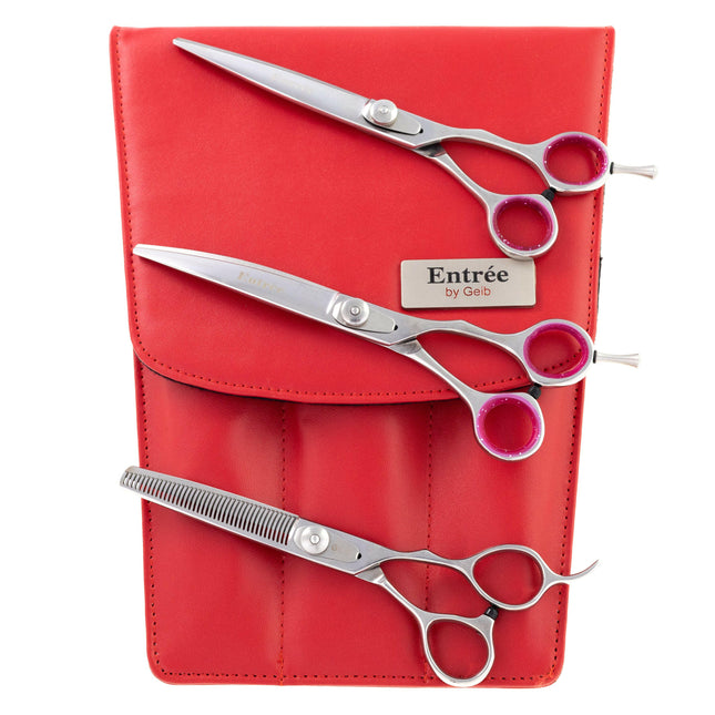 Geib Entree Scissors Set - professional scissors and thinning shears set (40 teeth) made of Japanese stainless steel, 3 pieces.