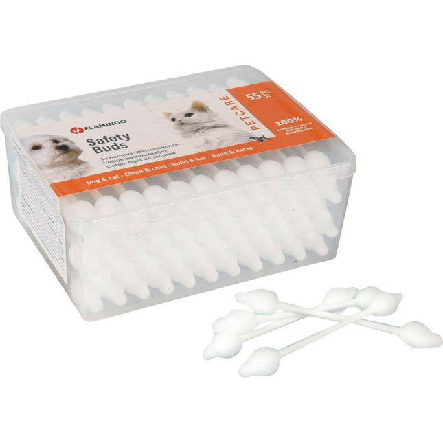 Flamingo Petcare Safety Buds 55 pcs - ear cleaning sticks for small dogs and cats.