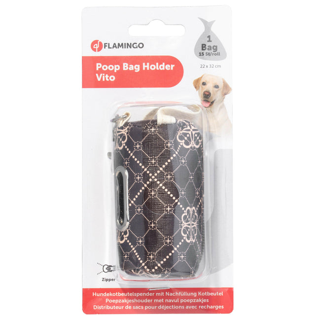Flamingo Vito Poop Bag Holder - stylish case for bags + roll of bags.