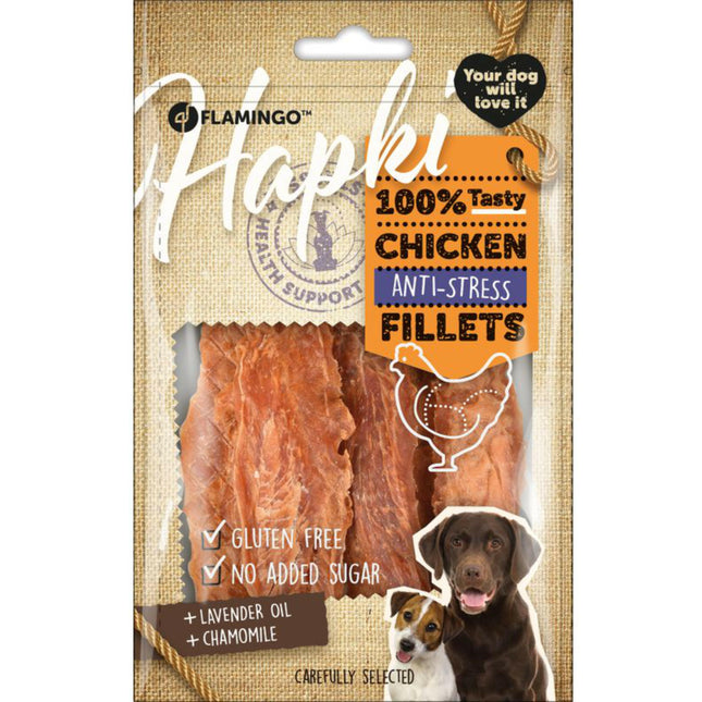 Flamingo Hapki Chicken Anti-Stress - Dog Treats with Chicken, Calming Lavender, and Chamomile.