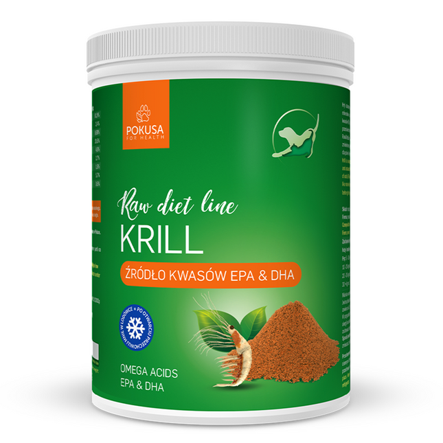 Pokusa RawDietLine Krill - freeze-dried krill powder for dogs and cats, a source of Omega fatty acids, EPA, and DHA..