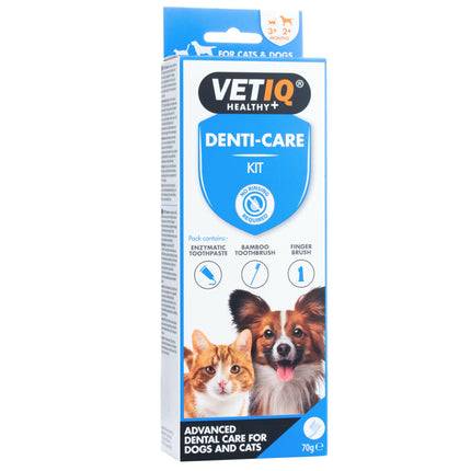 VetIQ 2in1 Enzymatic Toothcare Kit - set: enzymatic toothpaste for dogs and 2 toothbrushes.