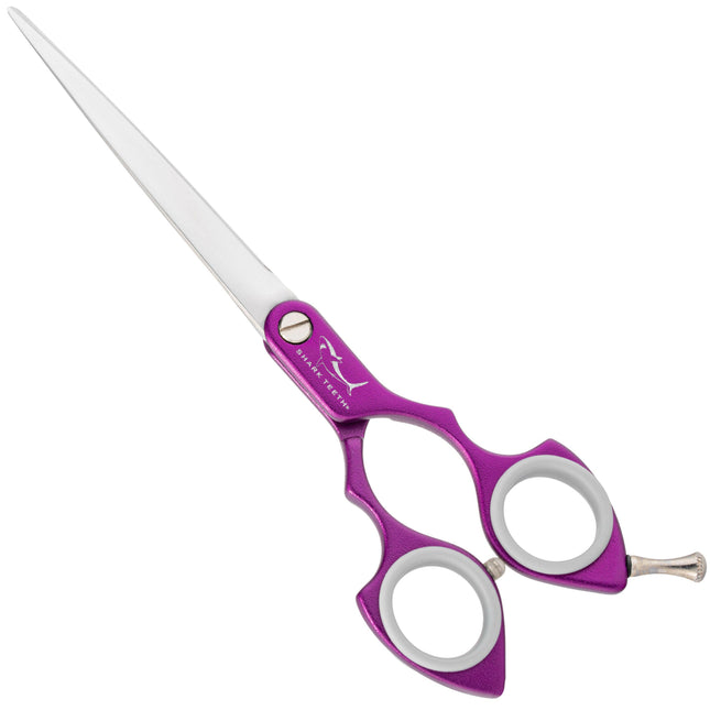 Shernbao Shark Straight Scissors - lightweight, straight scissors for Korean-style grooming, purple.
