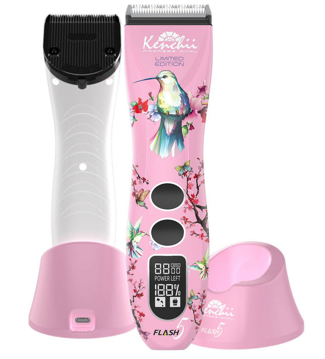 Kenchii Flash Pink Cordless Clipper - professional cordless clipper with adjustable blade.