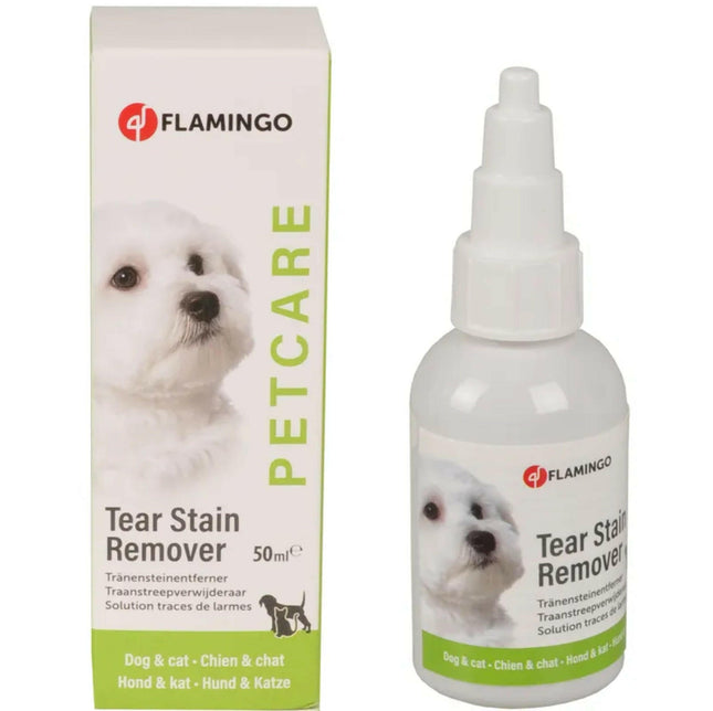 Flamingo Tear Stain Remover - stain removal solution for dogs and cats.