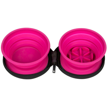 Kiwi Walker Double Travel Bowl With Slow Feeder - travel bowl, slow feeding, for dogs and cats, silicone.