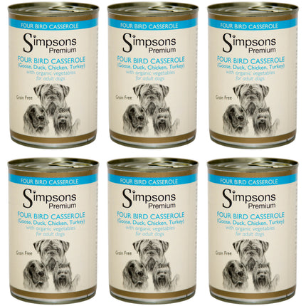 Simpsons Premium Four Bird Casserole - wet food for dogs, with poultry and vegetables, grain-free