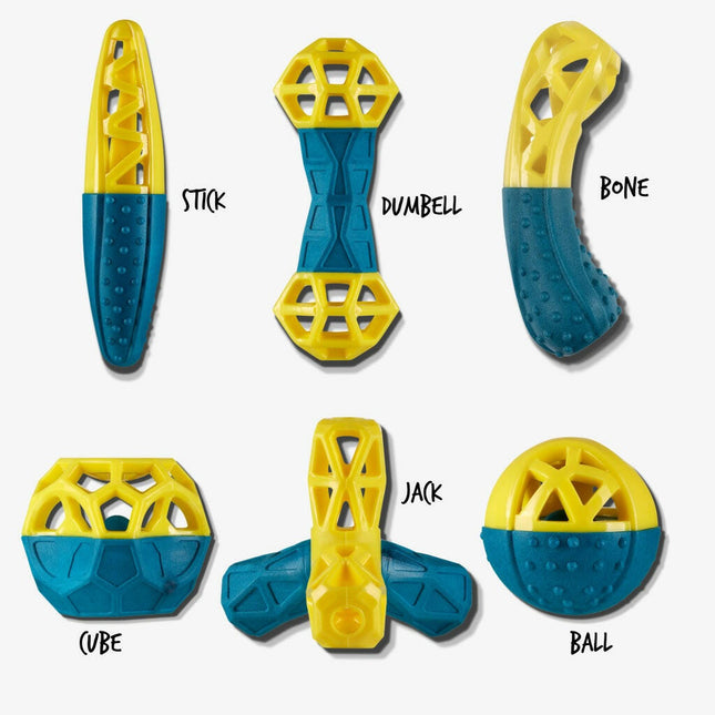 Nuzzle Puzzle Jack (13cm) - treat-dispensing toy for dogs, bouncy, floating, with a squeaker.