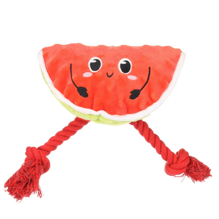 Flamingo Bubto Watermelon with Rope - plush toy for dogs, watermelon with rope, with squeaker.