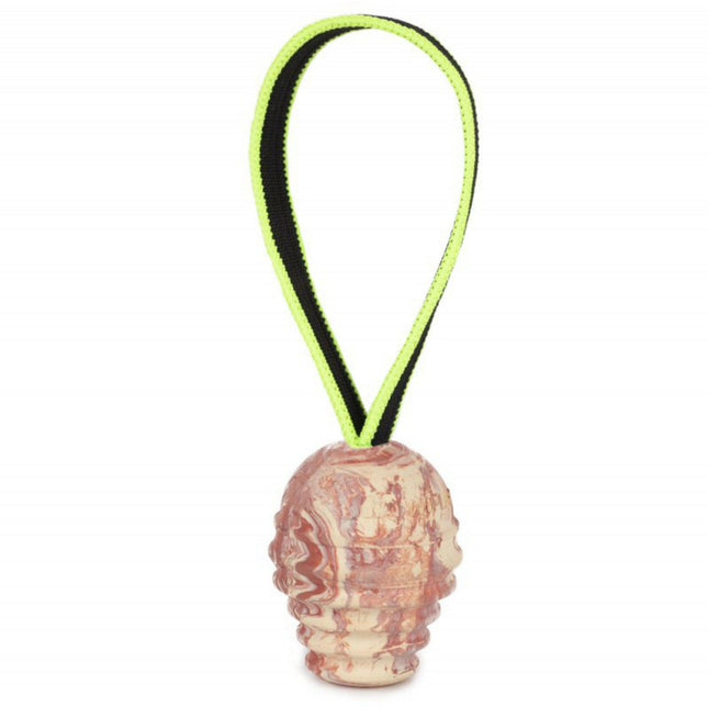 Julius K9 Duoplay Ball Neon - rubber dog toy with a neon-colored handle.