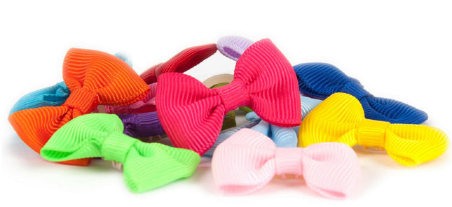 Show Tech Multicolor Bows 50 pcs - colorful bows on elastic bands for dogs.