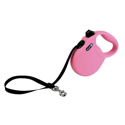 Alcott Wanderer Retractable Leash 5m Pink - automatic leash for dogs, pink.