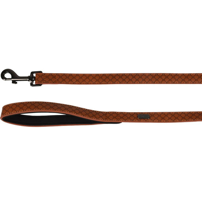 Flamingo Leash Patti - elegant dog leash, eco-leather, padded handle, embossed pattern, 130cm.