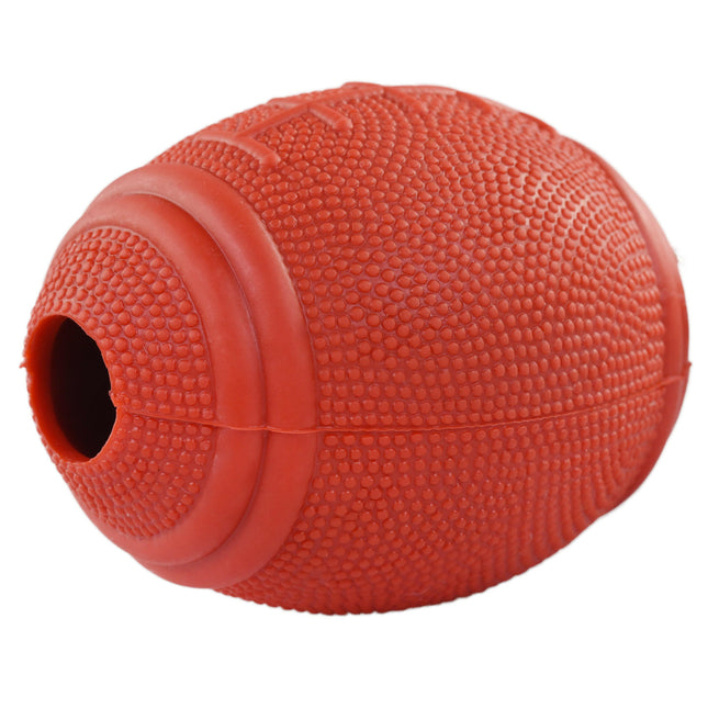 Flamingo American Football - dog toy, ball with a treat opening.