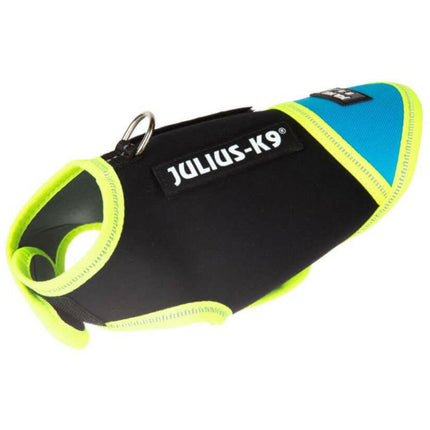 Julius IDC Neoprene Dog Clothes Aquamarine - neoprene jacket for dogs, black with blue.