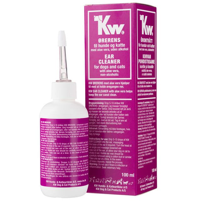 KW Ear Cleaner - alcohol-free ear cleaning solution for dogs and cats, with aloe and chlorhexidine