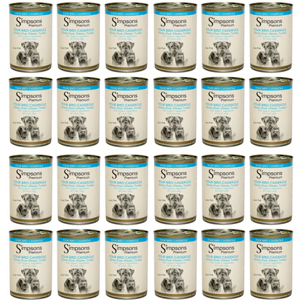 Simpsons Premium Four Bird Casserole - wet food for dogs, with poultry and vegetables, grain-free - 24x