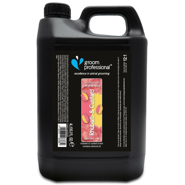 Groom Professional Rhubarb & Custard Shampoo - moisturizing dog shampoo with a rhubarb pie scent.