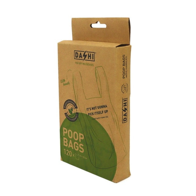 Dashi Poop Bags with Handle 120 pcs - dog waste bags with handles.