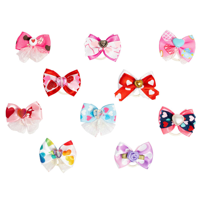 Groom Professional Love Heart Bows Pack of 100 - cute heart-patterned bows for dogs.