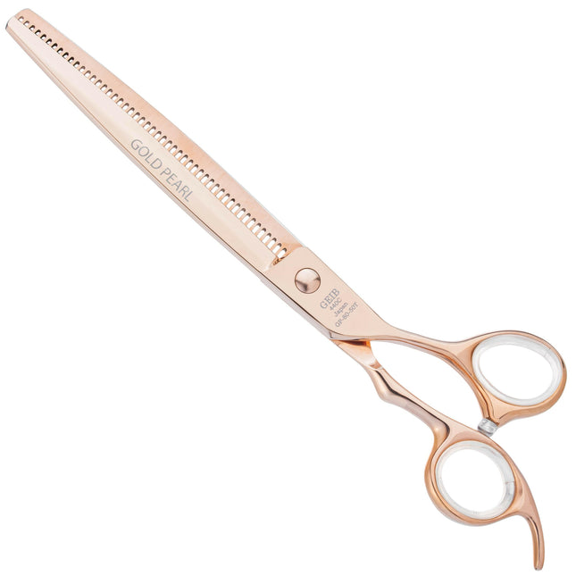 Geib Gold Pearl Blender 8.0 - single-sided thinning shears, 50 teeth, in an elegant gold color.