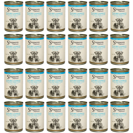 Simpsons Premium Four Bird Casserole - wet food for dogs, with poultry and vegetables, grain-free - 24x