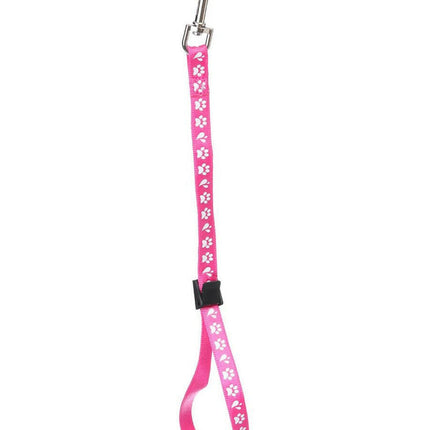 Groom Professional Amoz Pro 40cm - nylon grooming leash with white paw print design, pink, wide.