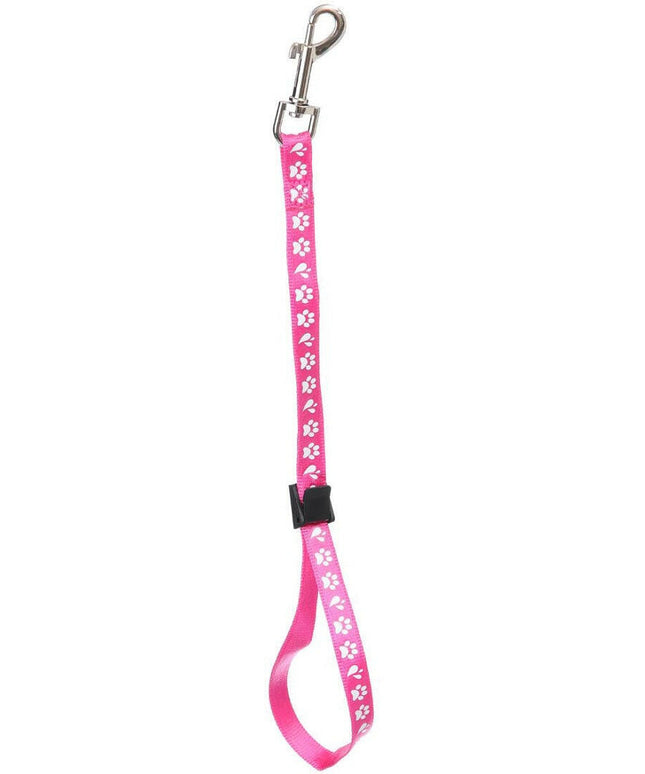 Groom Professional Amoz Pro 40cm - nylon grooming leash with white paw print design, pink, wide.