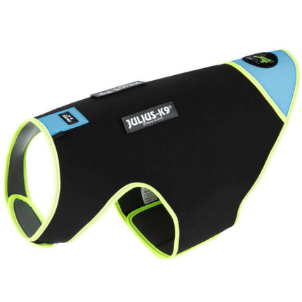 Julius IDC Neoprene Dog Clothes Aquamarine - neoprene jacket for dogs, black with blue.