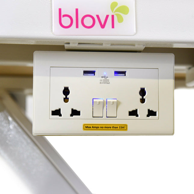 Blovi Callisto Pro - lift table with electric socket and accessory shelf, top x 65cm.