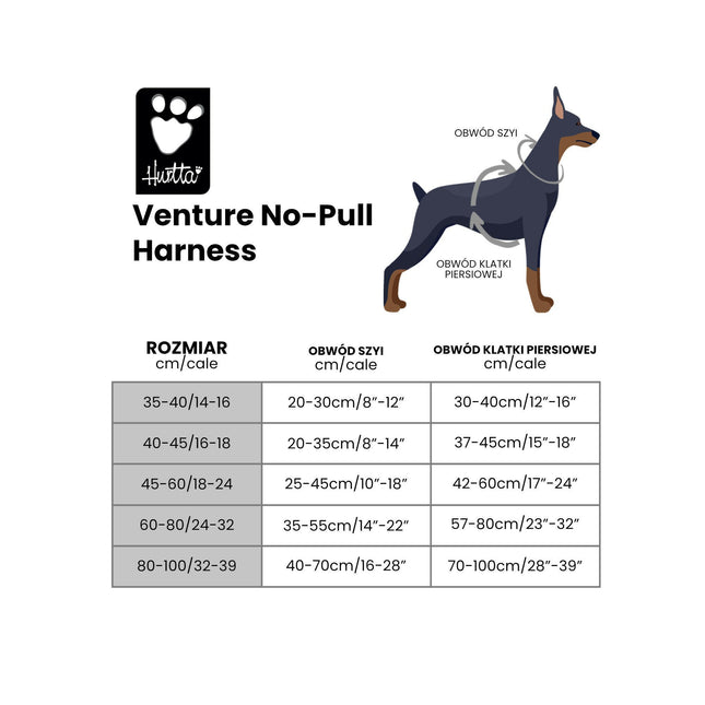 Hurtta Venture No-Pull Harness - Front-Clip Dog Harness - Size 45 - 60.