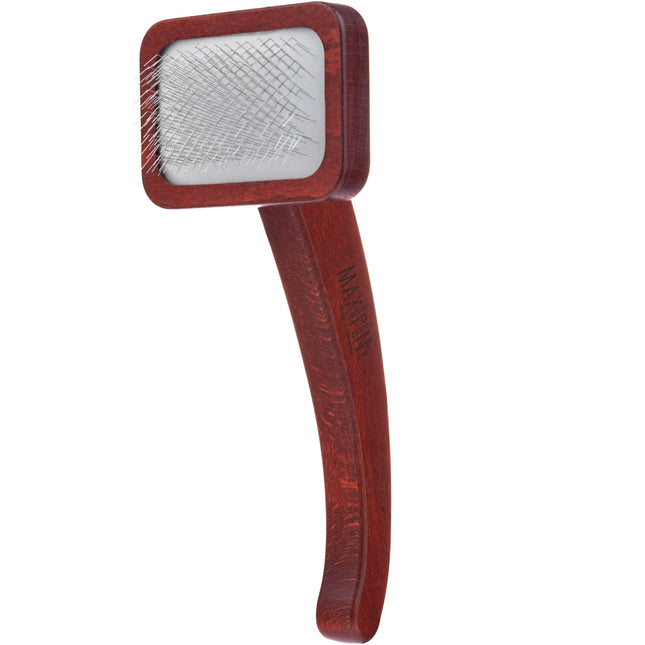 Maxi - Small Pin Slicker Brush - sturdy poodle brush with a comfortable handle, made of beech wood.