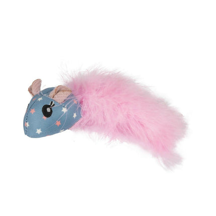 Flamingo Cat Winny Mouse - toy mouse for cats, with a boa feather and catnip, crinkly sound.