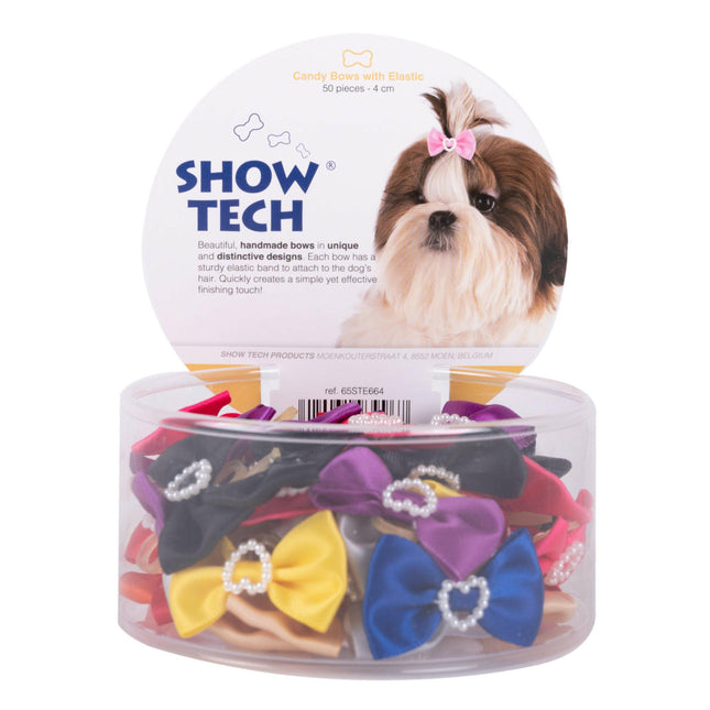 Show Tech Candy Bows 50 pcs - handmade bows on elastic, for dogs.