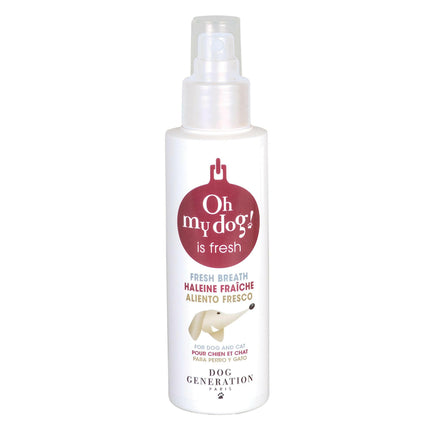 Oh My Dog is Fresh - enzymatic oral hygiene spray for dogs and cats, with chlorhexidine and mint.