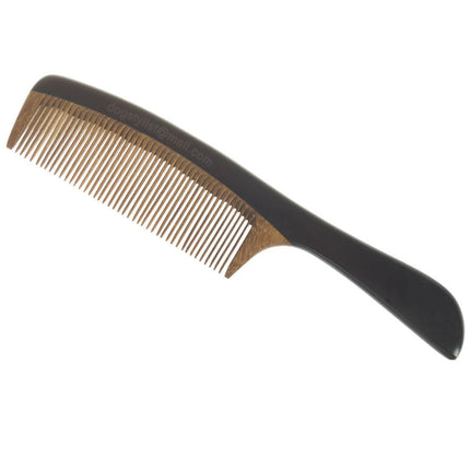 P&W Dog Stylist Comb - scented, anti-static comb with a sandalwood handle, dense tooth spacing.